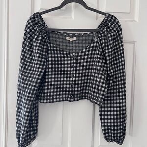 Madewell Black and White Checkered Blouse